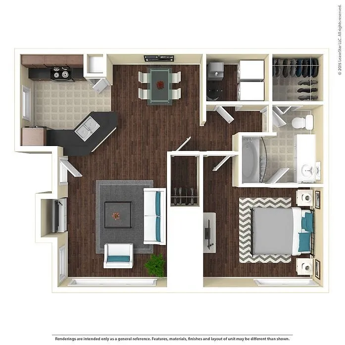 Floor plan A2 The Charleston - 1 Bedroom, 1 Bathroom