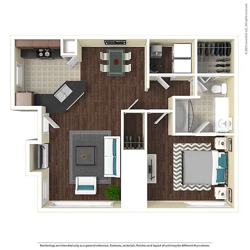 Floor plan A2 The Charleston - 1 Bedroom, 1 Bathroom