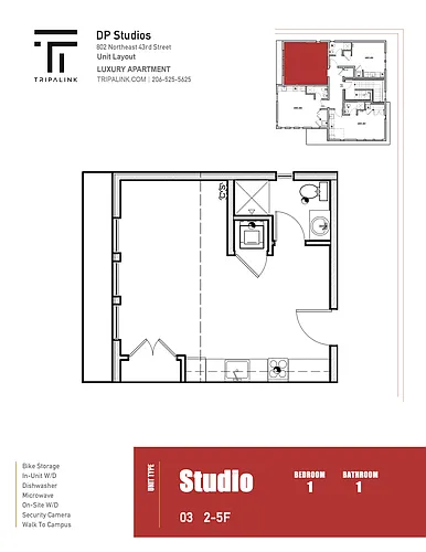 Floor plan Studio - 249 sqft