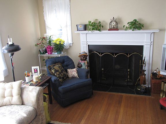 Wood-Burning Fireplace in Living Room
