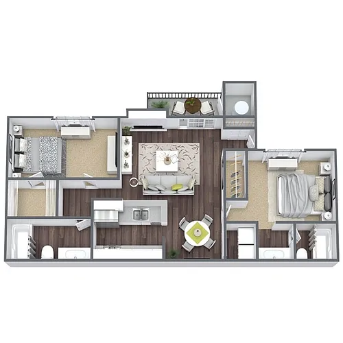 Floor plan B3: 2 Bed 2 Bath