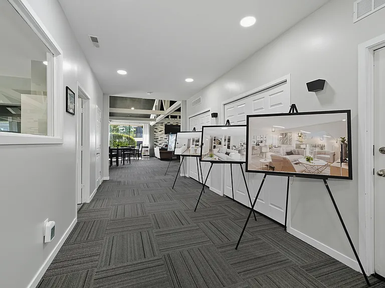 Entryway of clubhouse at Franklin River Apartments in Southfield, MI