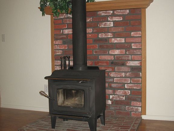 Cozy wood burning stove.