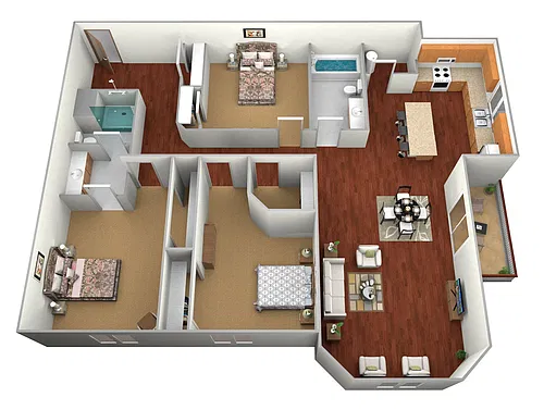 Floor plan Riverfront | 3 Bed, 2 Bath