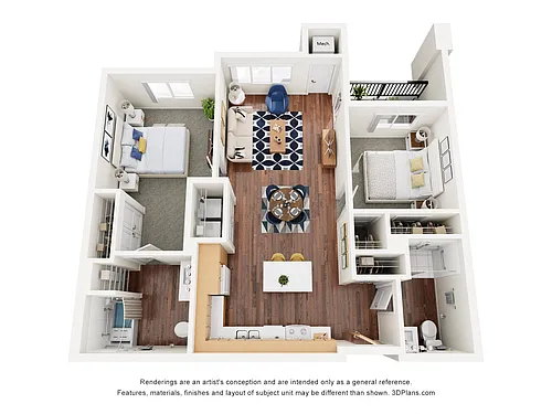 Floor plan Two Bedroom 2AA - 60%