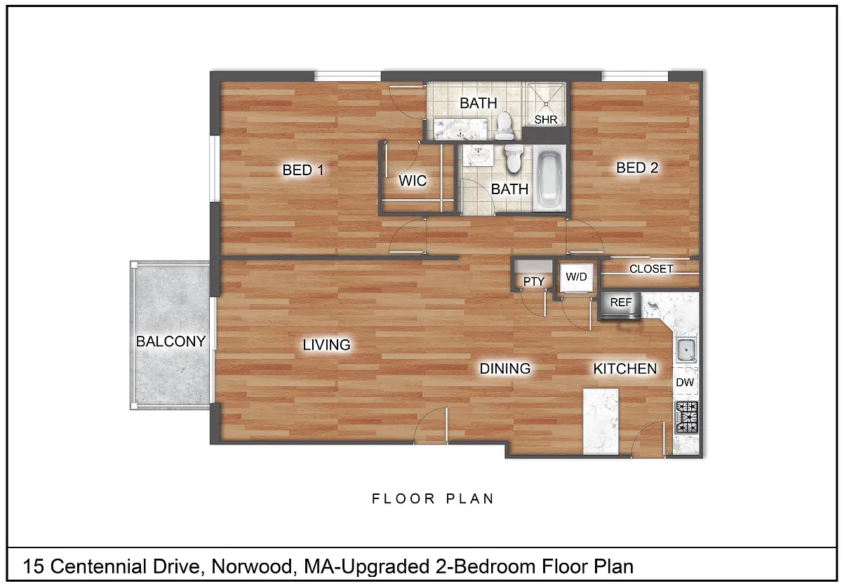 Floor plan Two Bedroom Upgraded