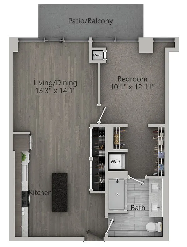 Floor plan A7 | 1 Bedroom | 760 SF