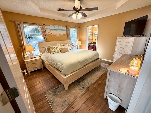Master bedroom with king sized bed
