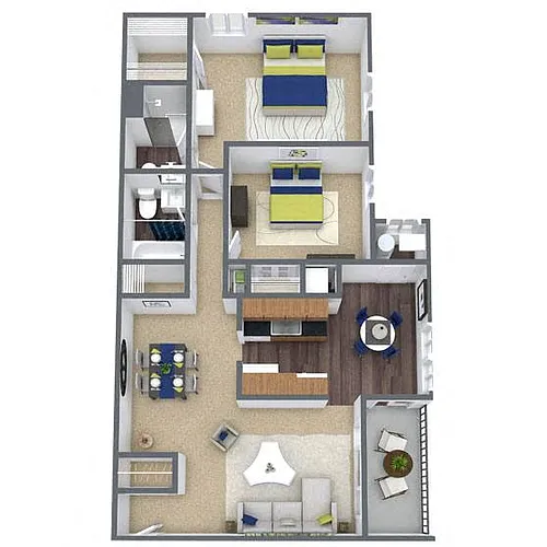 Floor plan B2: 2 Bed 2 Bath