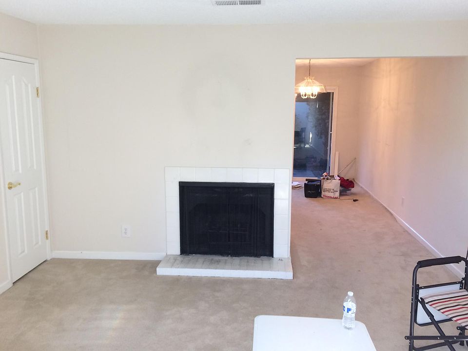 Gas log fireplace in living room