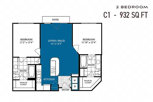 Floor plan Two Bedroom C1r Renovated