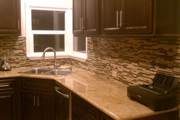 Kitchen with Elegant Glass Mosaic