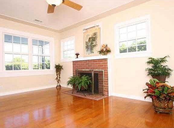living room with hardwood floors.