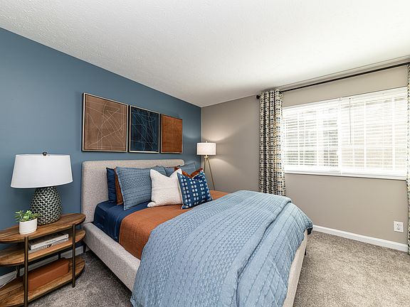 Cozy bedroom with carpet