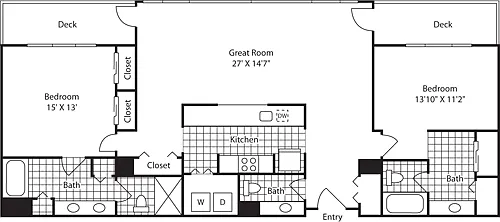 Floor plan 2 Bed SE Penthouse Water