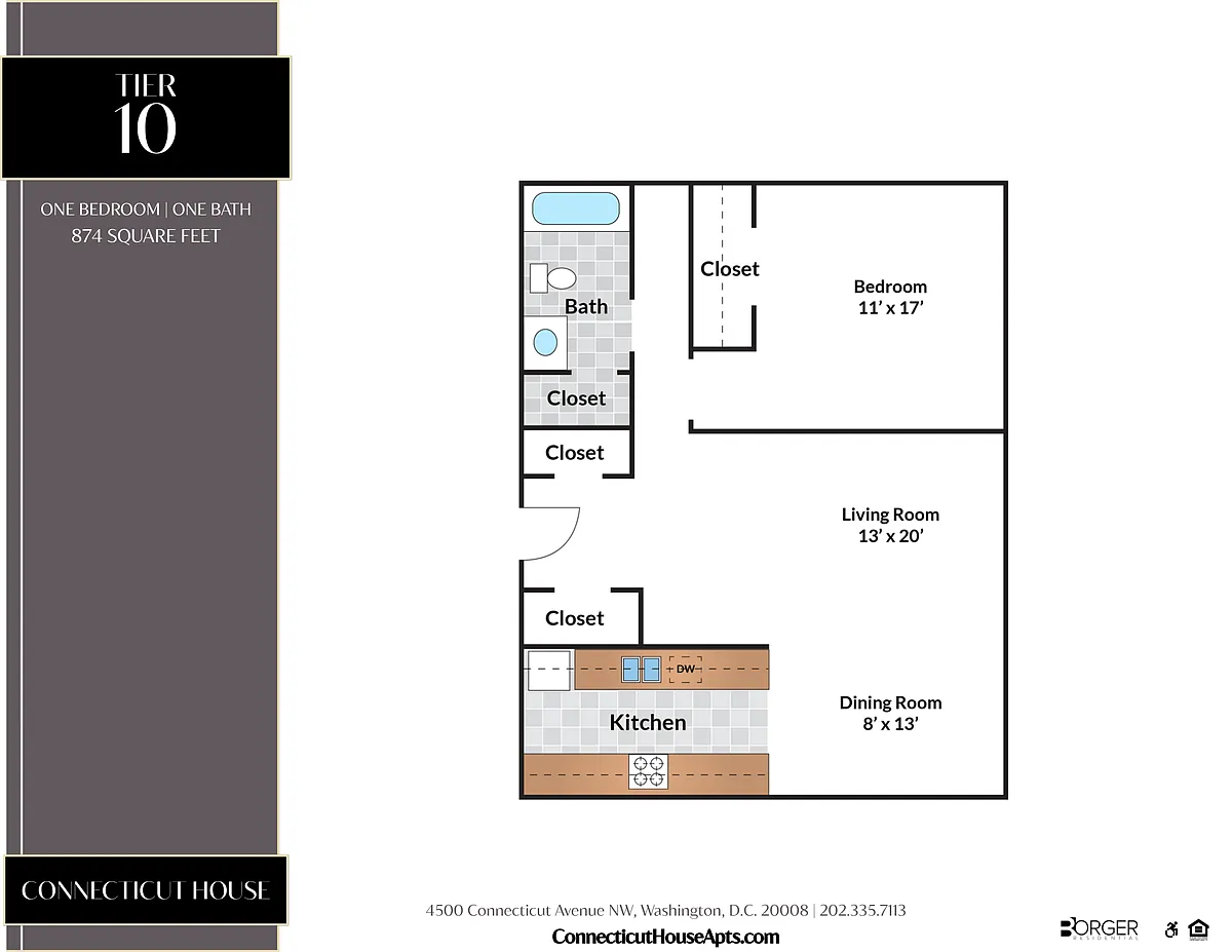 Floor plan 1 Bedroom - 10 Tier
