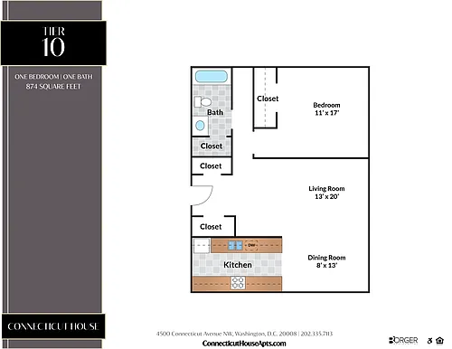 Floor plan 1 Bedroom - 10 Tier