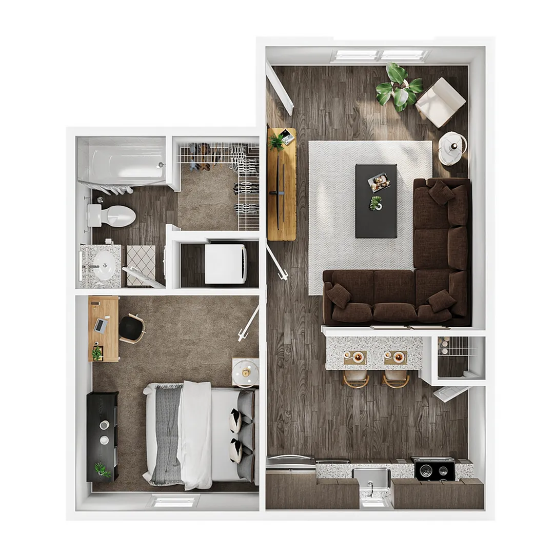 Floor plan 1BR/1BA - Big Sky