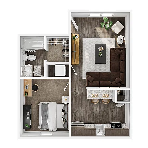 Floor plan 1BR/1BA - Big Sky
