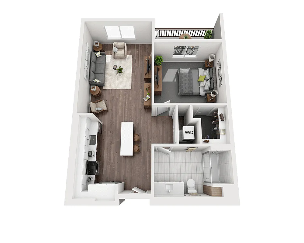 Floor plan One Bedroom A1C