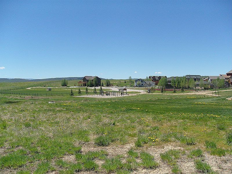 view over green belt toward park
