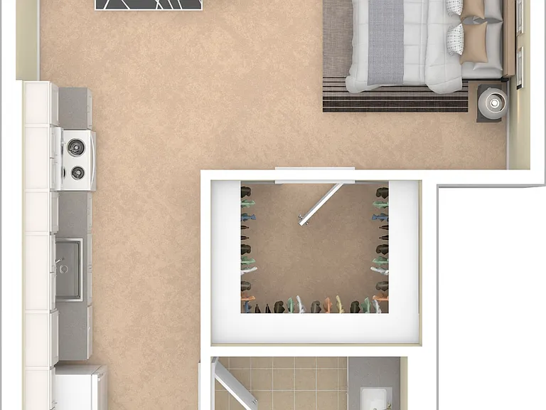 Studio floorplan S1 586 sf Studio floorplan S1 586 sf