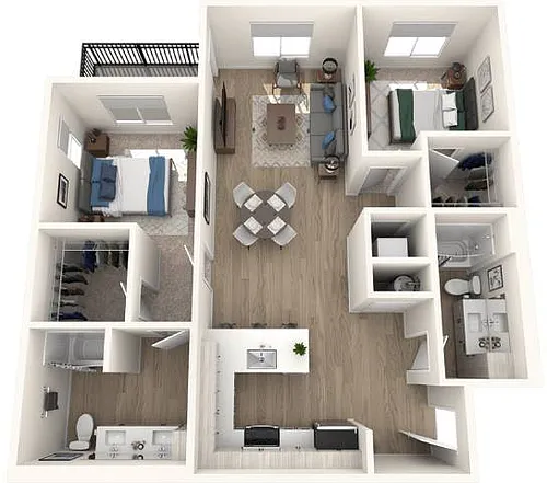 Floor plan 2x2 Bedroom C4