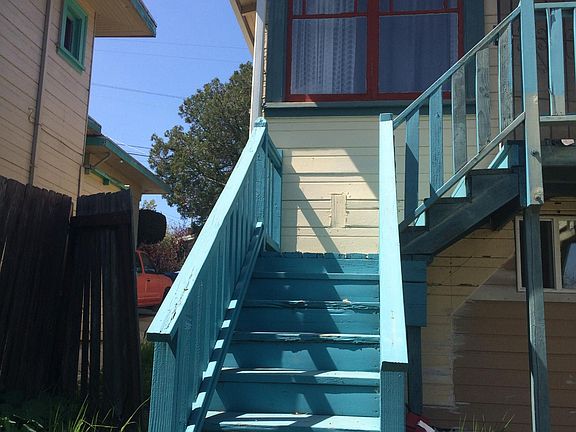 Back stairs from laundry room to backyard