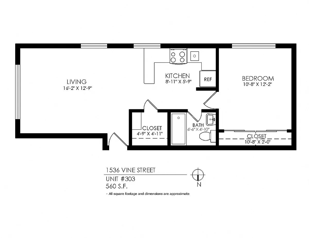 Floor plan 1 Bedroom - 1 Bathroom