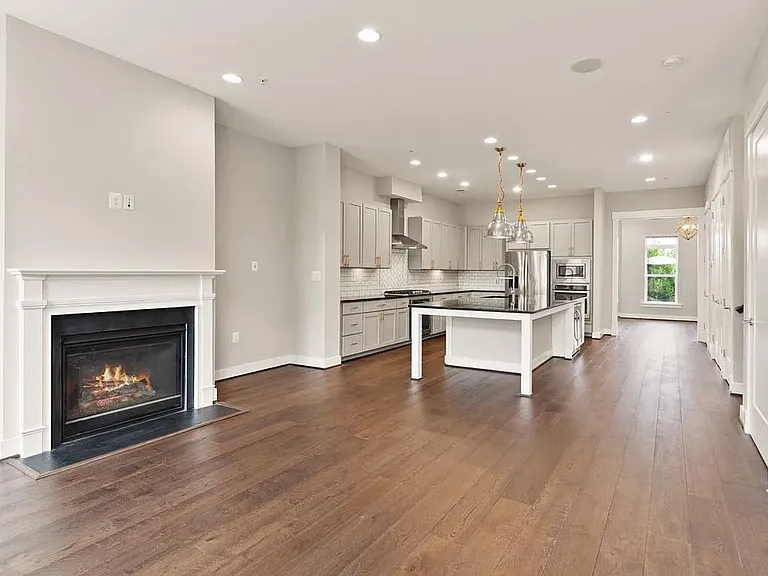 View of living room & kitchen