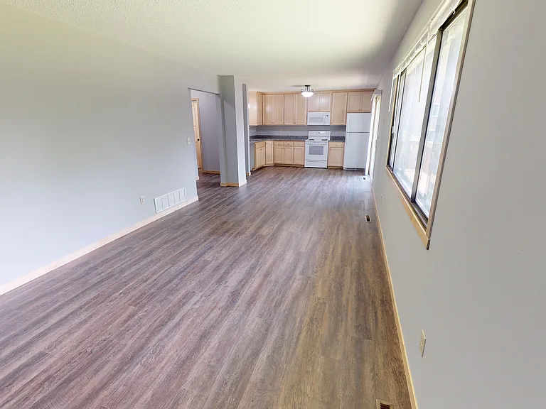 View of the living room and kitchen