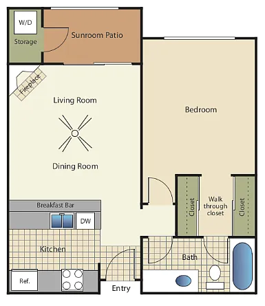 Floor plan 1 Bedroom 1 Bathroom 11A