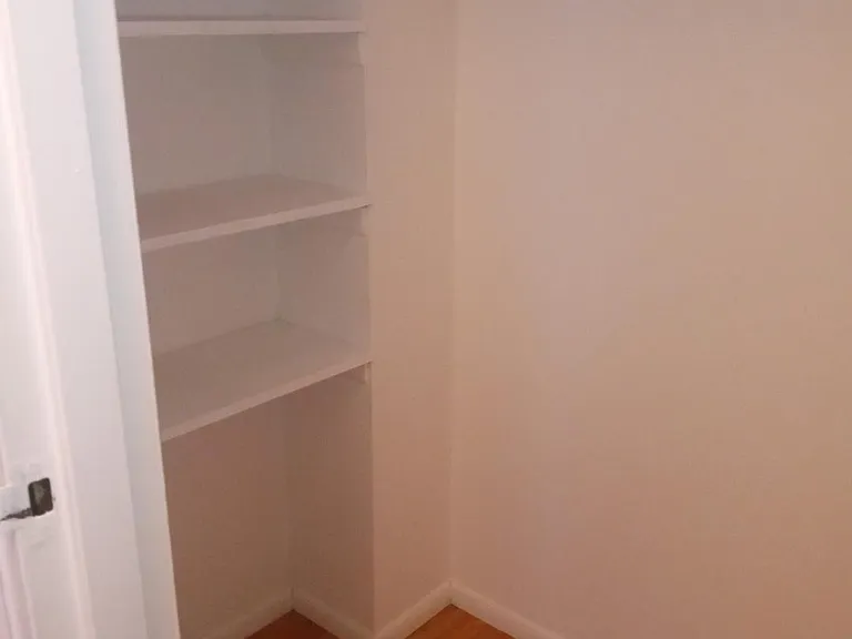 Left side of walk in closet has shelves