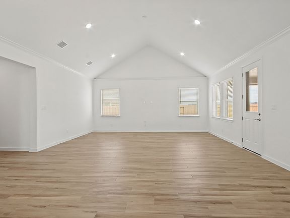 Great room with vaulted ceiling