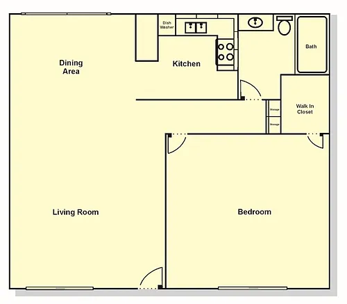 Floor plan 1 Bedroom, 1 Bath - Downstairs