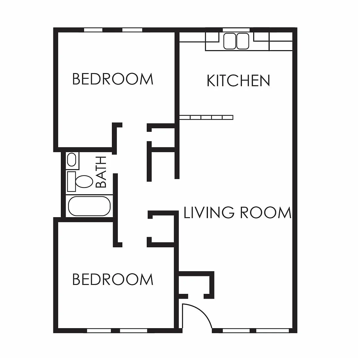 Floor plan 2 bed, 1 bath