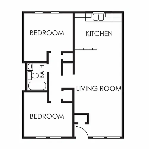 Floor plan 2 bed, 1 bath