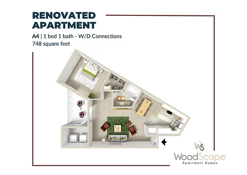 Floor plan A4 (W/D Connections) Renovated