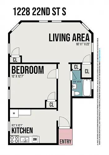 Floor plan 1 Bedroom/ 1 Bathroom