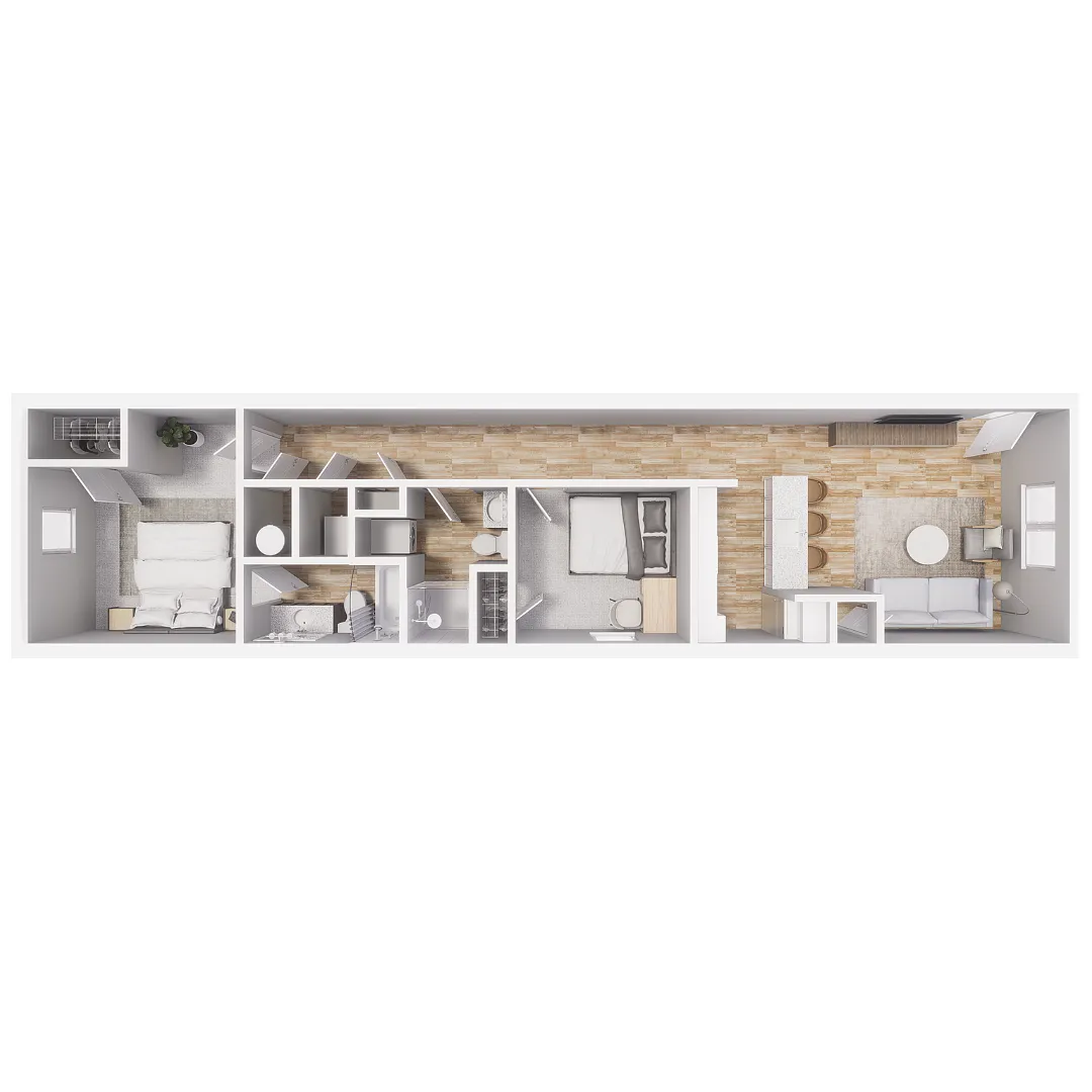 Floor plan 2x2 - 836 sqft - B3