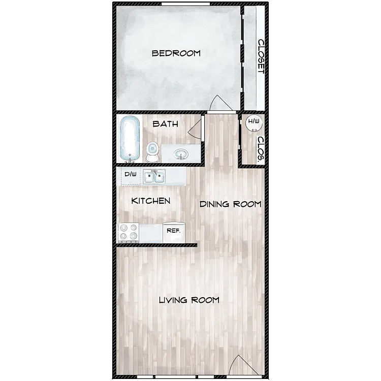 Floor plan 1 Bed 1 Bath Large