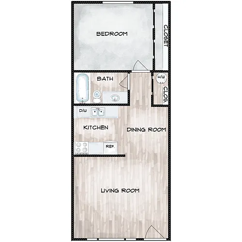 Floor plan 1 Bed 1 Bath Large