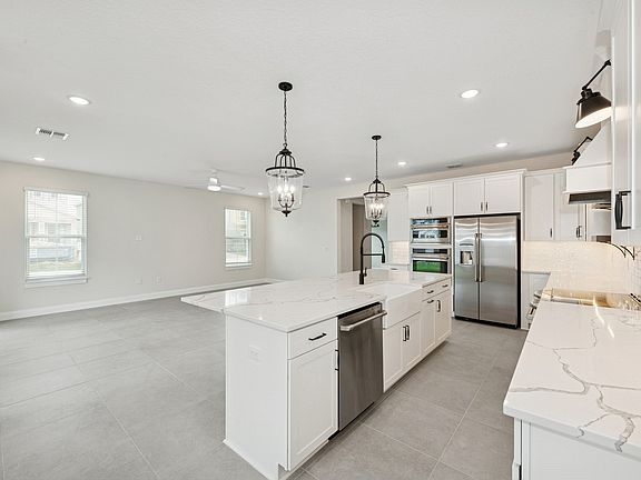 Kitchen with striking quartz countertops