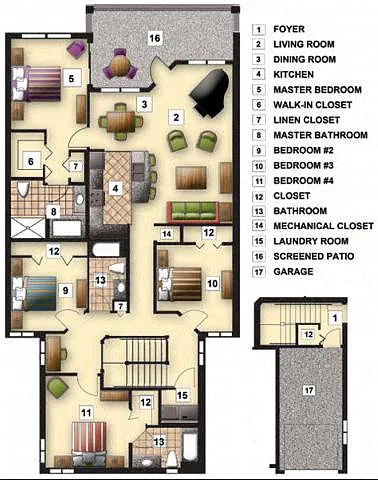 Floor plan Four Bedroom Three Bath