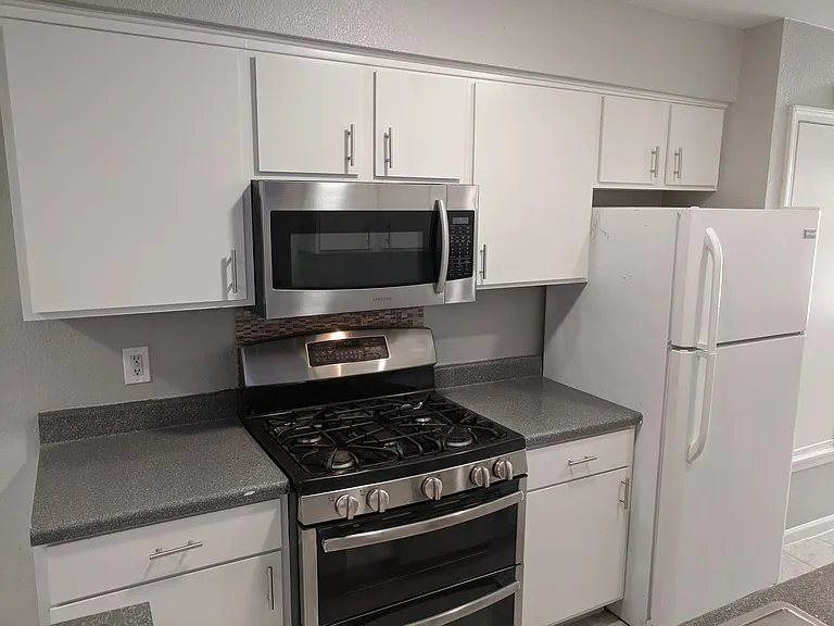 Kitchen with stainless steel appliances