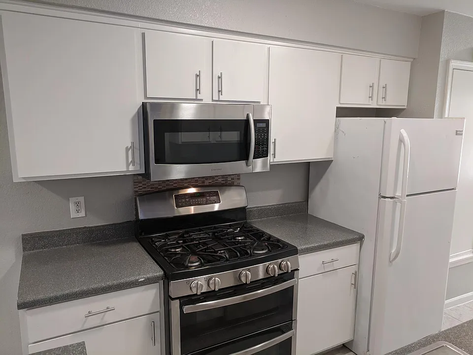Kitchen with stainless steel appliances