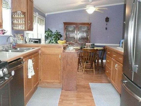 Kitchen into dining area