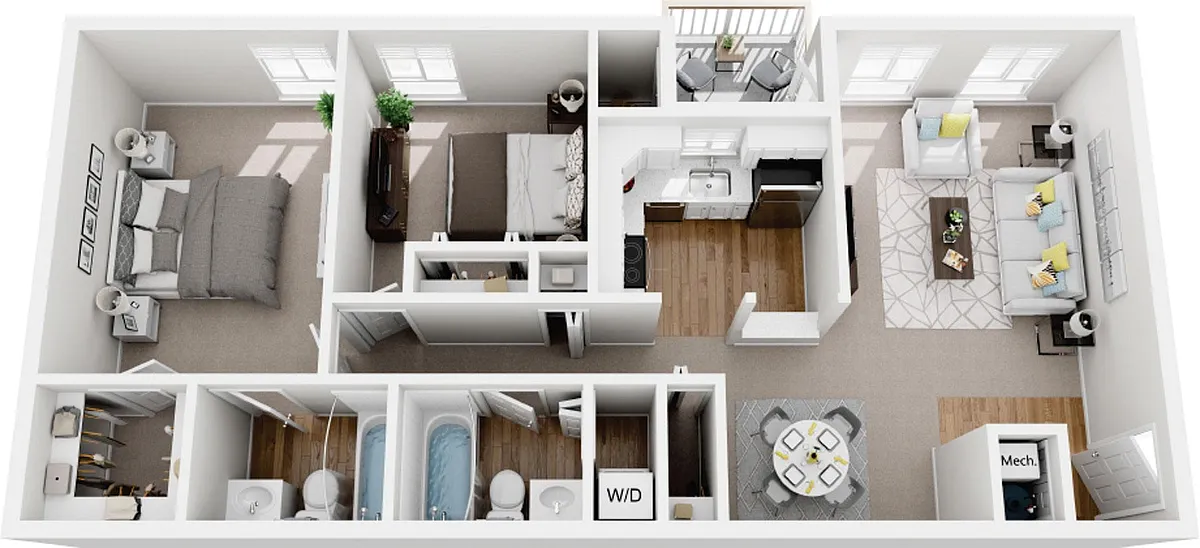 Floor plan 2 Bedroom 2 Bath Renovated