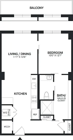 Floor plan 1 Bed/1 Bath-A6