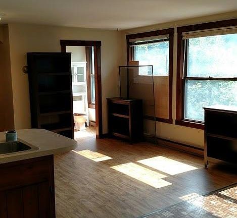 View from the kitchen towards the bathroom